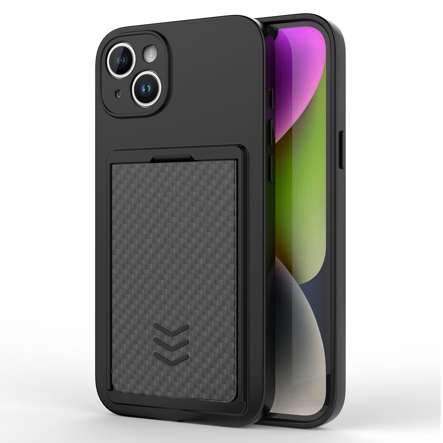 For iPhone 14 TPU Phone Case with PC Slide Card Holder Anti-drop Phone Cover For iPhone 14 TPU Phone Case with PC Slide Card Holder Anti-drop Phone Cover